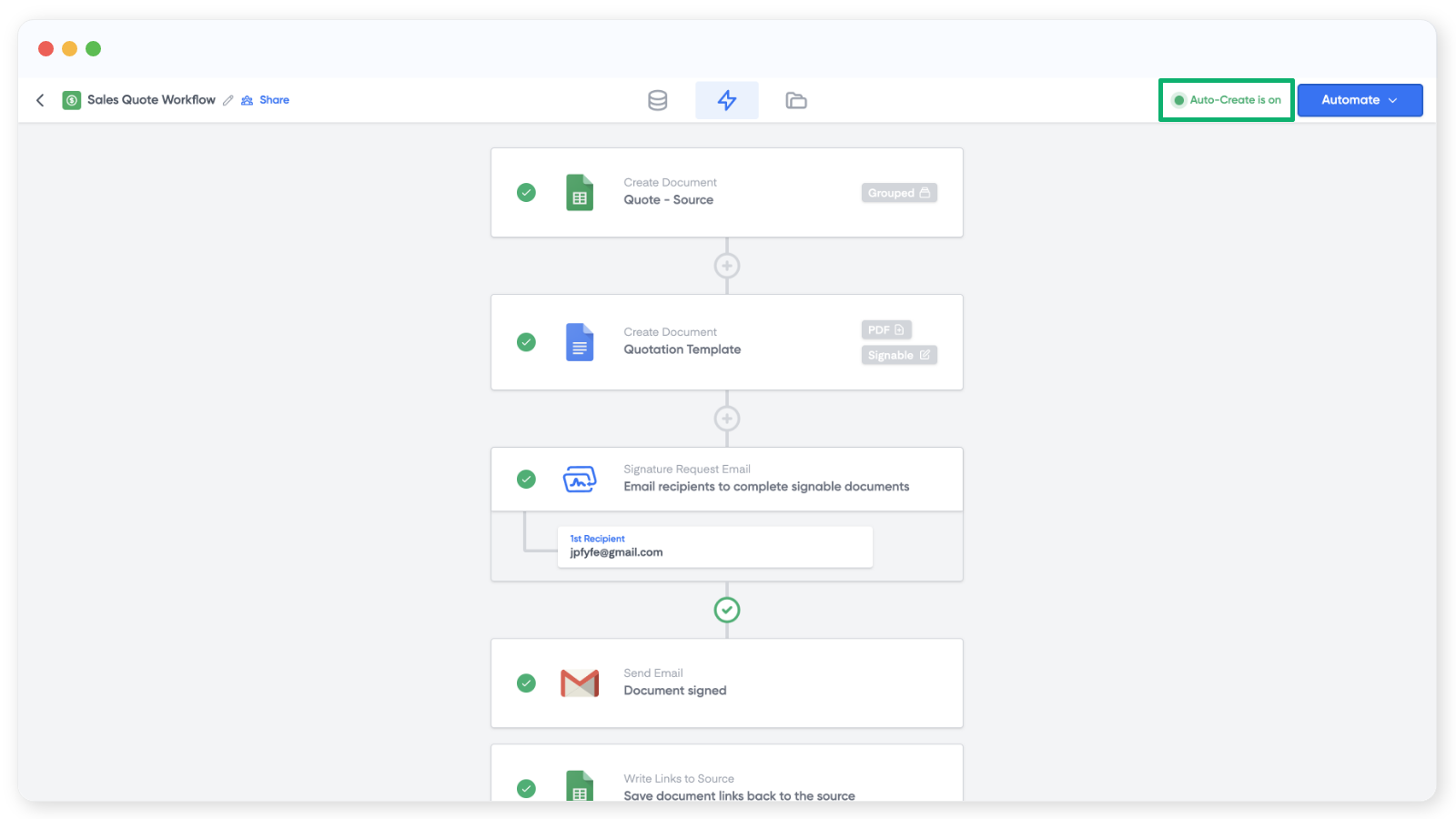 <p>If you can't see this status, Auto-create is not on.</p>